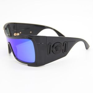 NEW VE4451 GB1/55 BLACK BLUE OVERSIZED SHIELD SUNGLASSES VERSACE MOD 4451